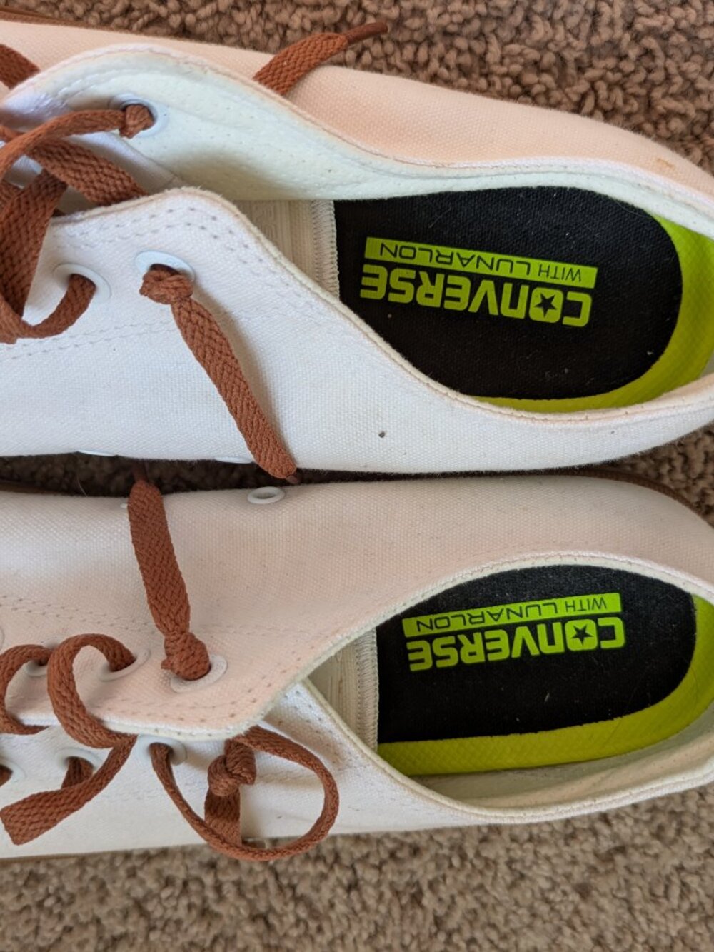 Converse White & Brown Sneakers, Size 12 - Picture 3 of 4